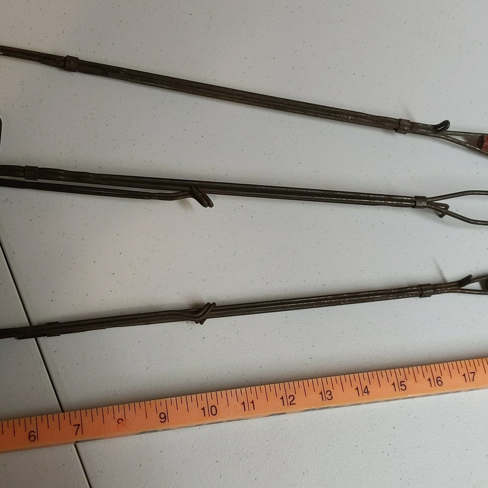Antique wooden handle campfire tools
